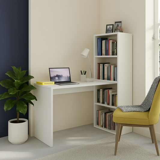 Bureau avec bibliothèque intégrée